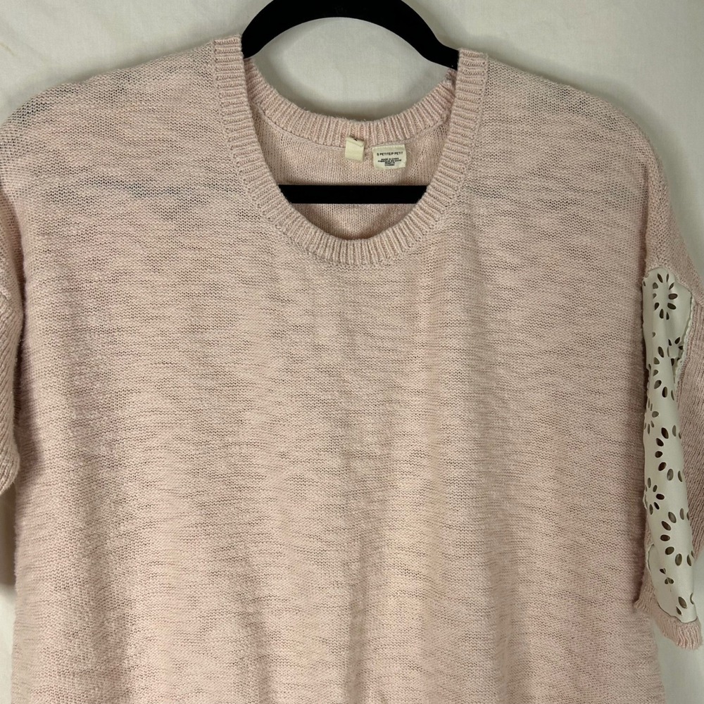 MOTH Petite Pink Sweater‎ Knit Top with Eyelet Sleeve Cottage Size S
